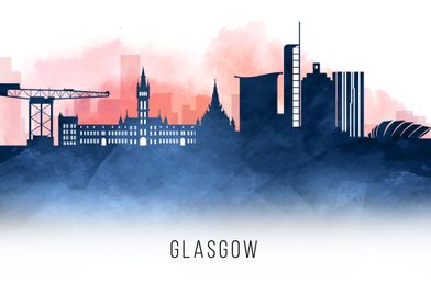 Glasgow Blue Red Skyline
