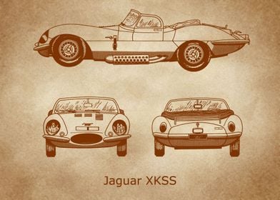 Jaguar XKSS Blueprint old