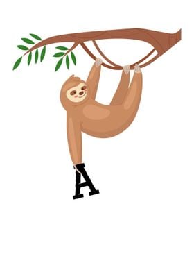 Cute Sloth On Branch With