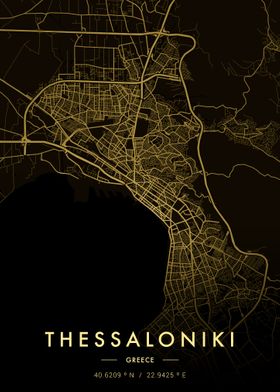 Thessaloniki City Map Gold