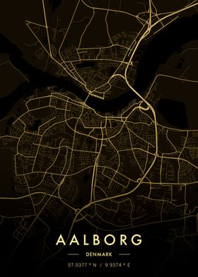 Aalborg City Map Gold