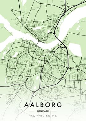 Aalborg City Map Green