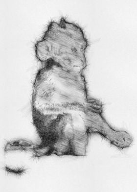 Monkey Pencil Sketch Art