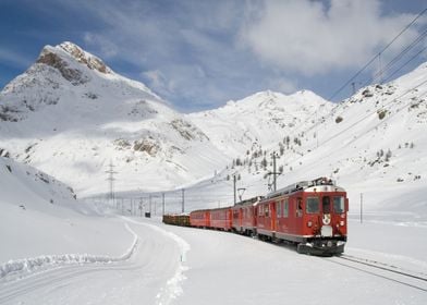 mountain train snow brown