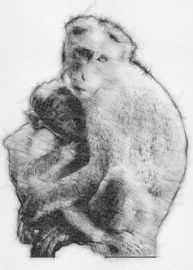 Monkey Pencil Sketch Arts