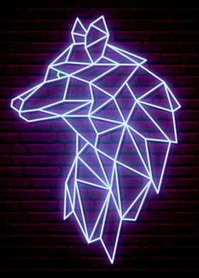 Wolf Sign Neon' Poster by Motivation