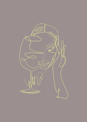 ONE LINE WOMAN AND WINE