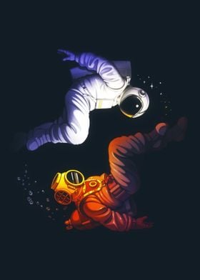 Yin Yang Astronaut Scuba