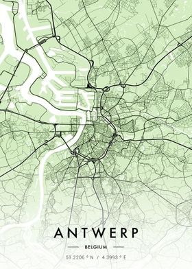 Antwerp City Map Green