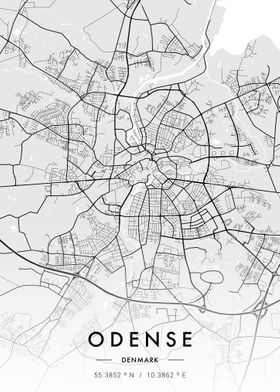 Odense City Map White