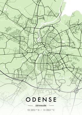 Odense City Map Green