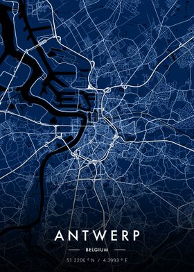 Antwerp City Map Blueprint