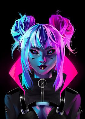 Neon Bun Girl