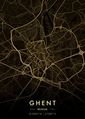 Ghent City Map Gold