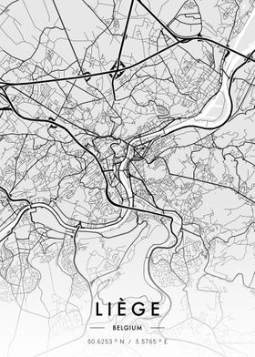 Liege City Map White