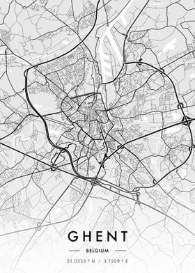 Ghent City Map White