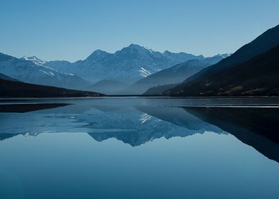 Reflecting lake mountains 