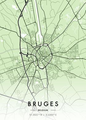 Bruges City Map Green