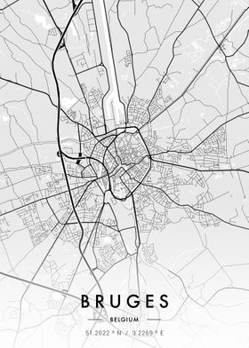 Bruges City Map White