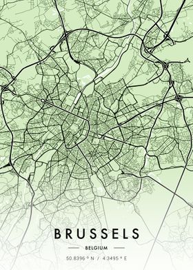 Brussels City Map Green