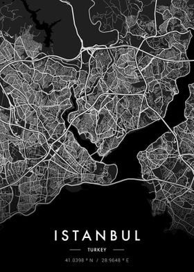 Istanbul City Map Dark