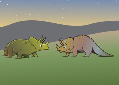 Pair of Triceratops