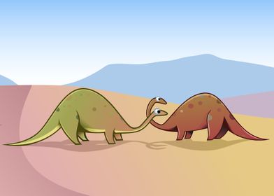 Pair of Brontosaurs