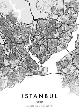 Istanbul City Map White