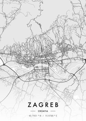 Zagreb City Map White