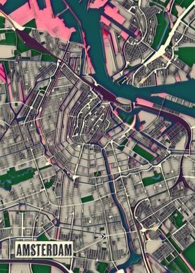 Amsterdam Pop Art City Map