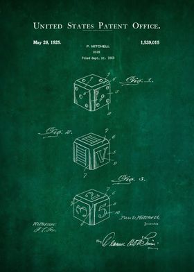 33 Dice Patent Print 1925