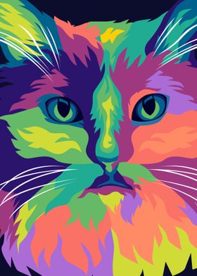 full face cat in pop art