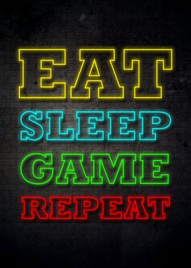 Eat Sleep Game Repeat Posters Prints, Unique - Displate Online Pictures, Shop | Paintings Metal