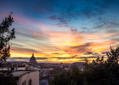 Rome vintage sunset view