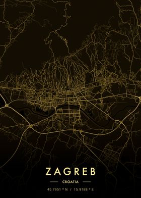 Zagreb City Map Gold