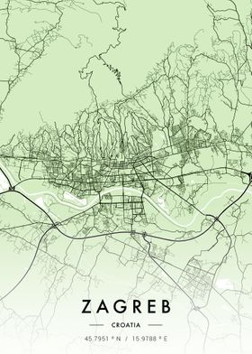 Zagreb City Map Green