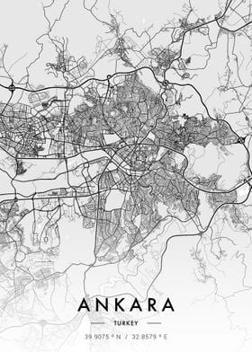 Ankara City Map White