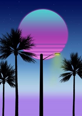 synthwave retro palm