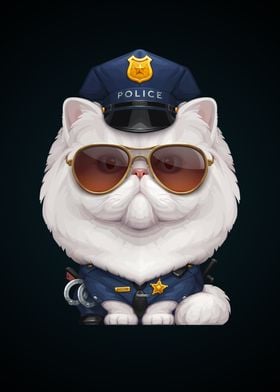 Persian Cat Police Officer