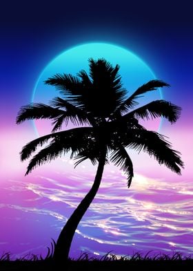 palm sunset synthwave