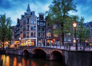 Dusk in City of Amsterdam
