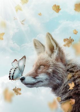 Fox and Blue Butterfly