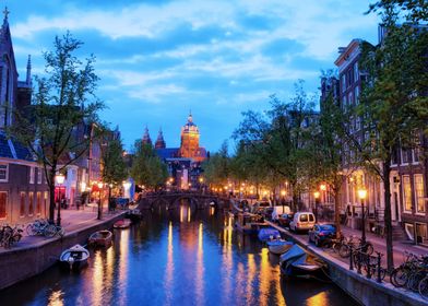 Amsterdam Canal At Dusk