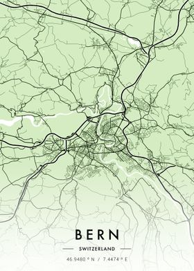 Bern City Map Green