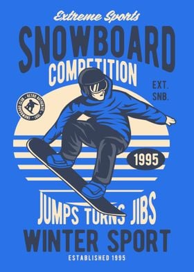 Retro Snowboard Logo 