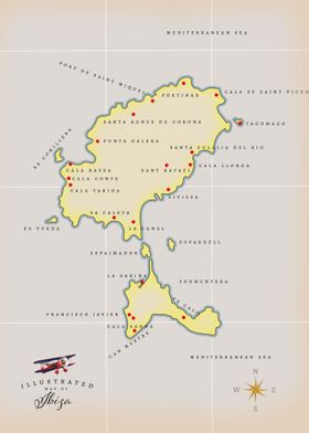 Illustrated map of Ibiza