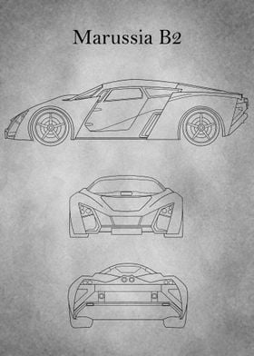 Marussia B2 Blueprint gray