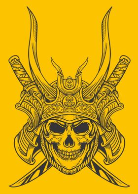 Samurai Skull Line art