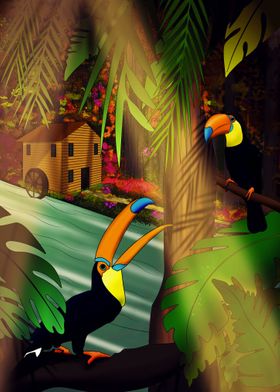 Toucans in the forest