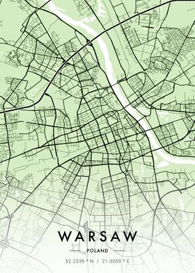 Warsaw City Map Green